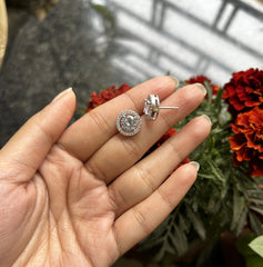1.1 cm diameter multi cz stone studs crafted in pure silver