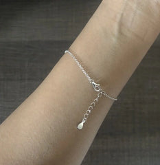 Multi colour cz stone evil eye pattern adjustable chain bracelet in pure silver