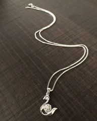 Multi cz stone swan pendant with an 18'' chain in pure silver