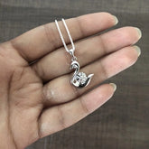 Multi cz stone swan pendant with an 18'' chain in pure silver