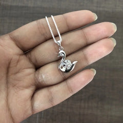 Multi cz stone swan pendant with an 18'' chain in pure silver