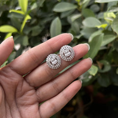 Oval multi cz stone studs in pure silver