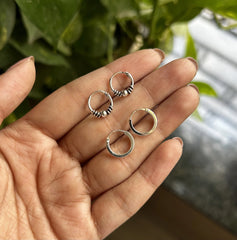 Combo - 1, tiny wire work balis along with plain flat balis in pure silver