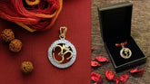 Om motif pendant with round cz stones border and 22 kt gold plating in pure silver