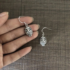 Owl motif antique finish hangings in pure silver