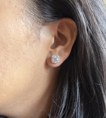 8mm multi cz stone cushion studs in pure silver