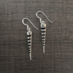 Conical hangings with black enamel work in pure silver