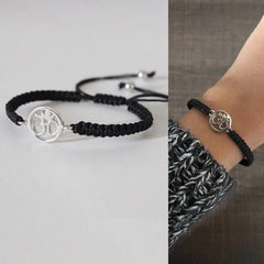 Pure silver adjustable Om motif hand braided bracelet