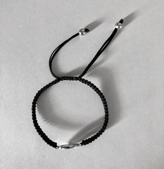 Pure silver Divine Ek Onkar adjustable hand braided bracelet