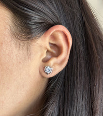 6mm single curved border studs in pure silver