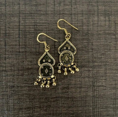 Rava work earrings made in pure silver with 22 kt antique gold plating