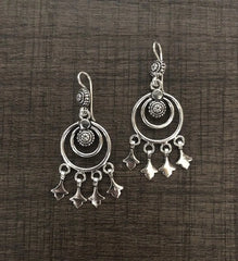 Round handmade texture gypsy earrings in pure silver