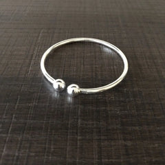 Rounded ends plain pure silver kada