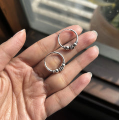 1.7 cm two ball and wire work balis in pure silver