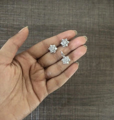 Seven cz stone (nakshatra) earring and pendant set with spikes in pure silver