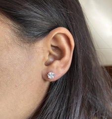 6mm princess (cushion) cz stone studs in pure silver