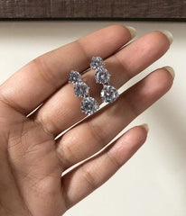 Three cz stone studs in pure silver