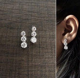 Three cz stone studs in pure silver