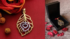 Two tone Morpankh pattern pendant with 22kt. gold plating in pure silver