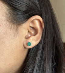 6mm emerald onyx four grain setting studs in pure silver