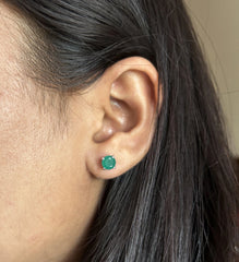 6mm emerald onyx four grain setting studs in pure silver