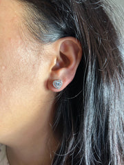 8mm multiple cz stone heart studs in pure silver