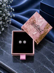 7mm single cz four prong grain setting studs in pure silver