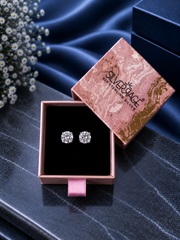 8mm single cz four prong grain setting studs in pure silver