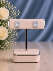 7mm x 10mm multiple cz compact setting rectangle studs in pure silver