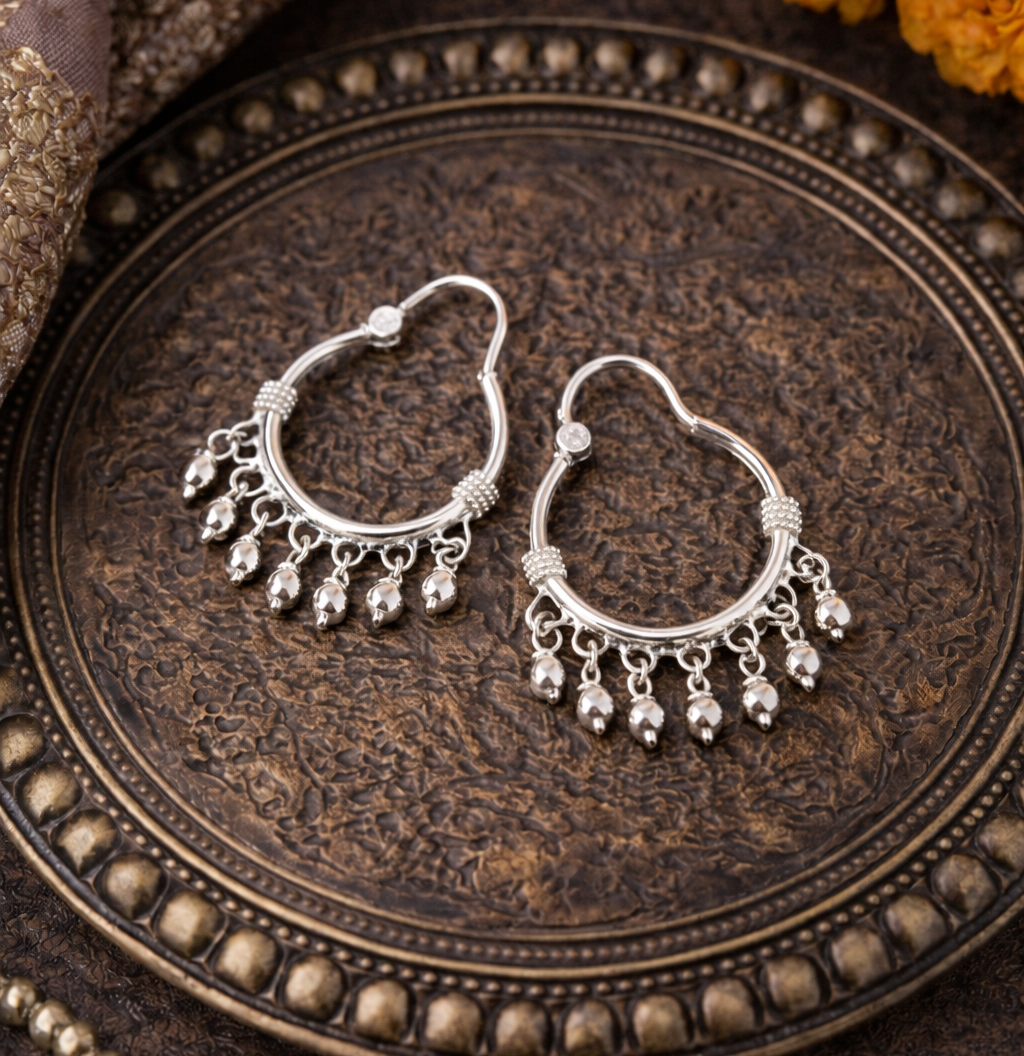 2 cm diameter ghungroo balis in pure silver