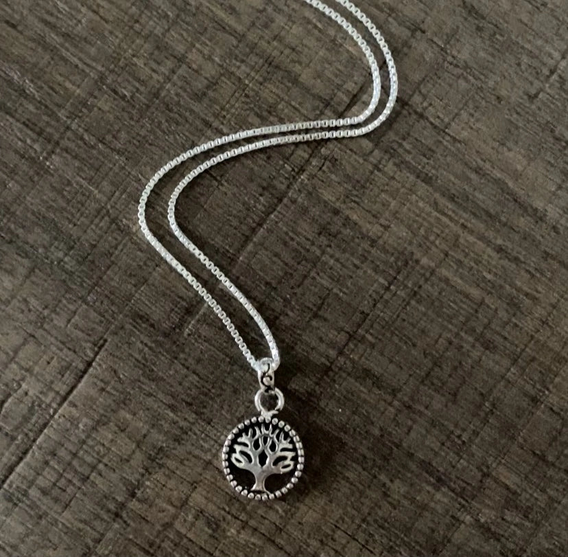 1.3 diameter Tree of Life pendant with an 18'' chain in pure silver