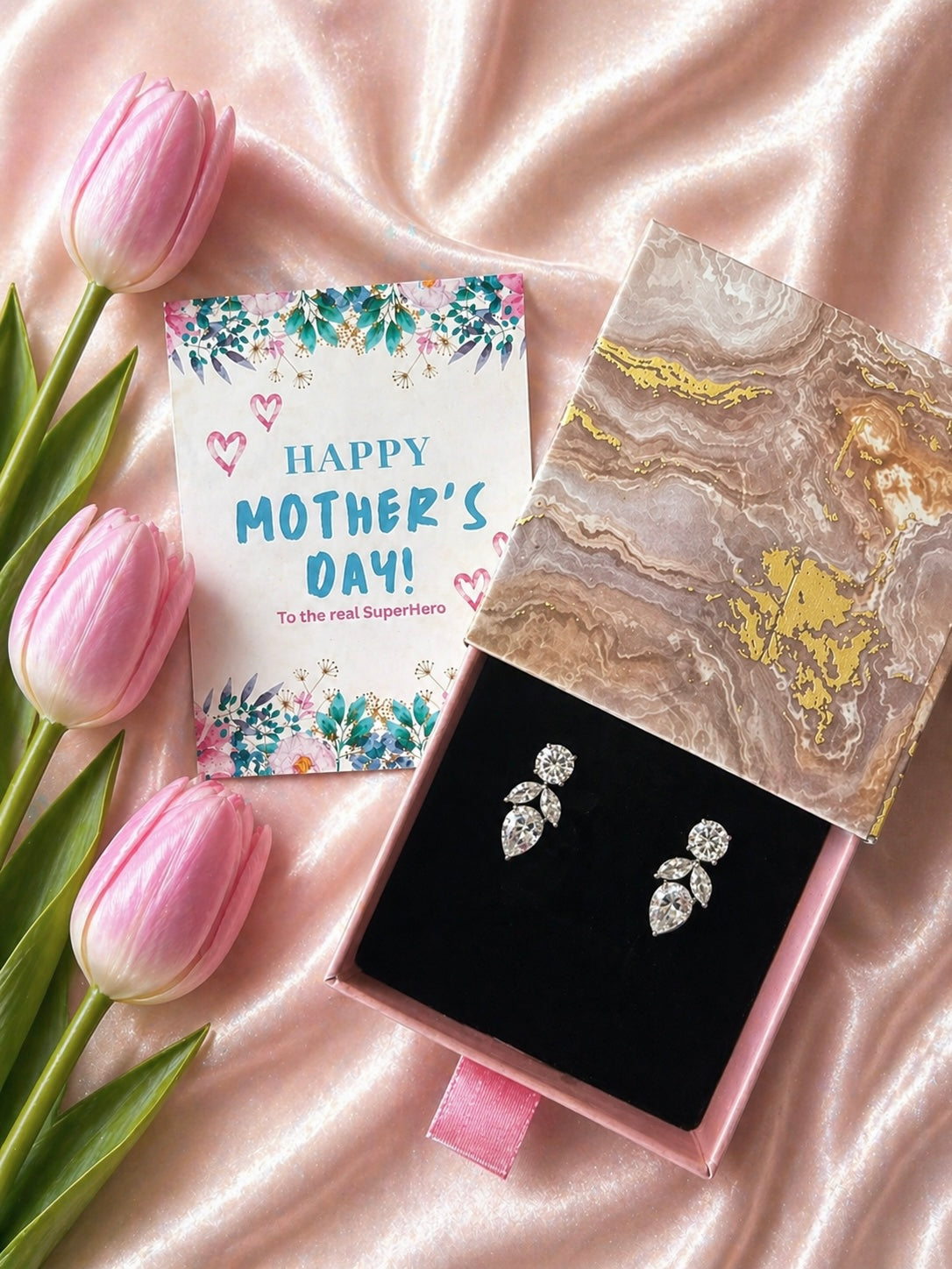 Multiple shapes four cz stone studs in pure silver