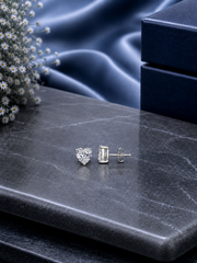 7mm heart cz studs in pure silver