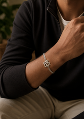 Ek Onkar adjustable chain style bracelet in pure silver