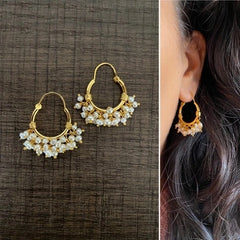 2cm balis with pearl clusters with 22 kt gold plating  in pure silver