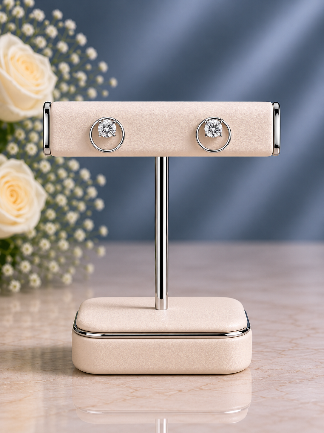 6mm cz stone 1.3 cm diameter studs in pure silver