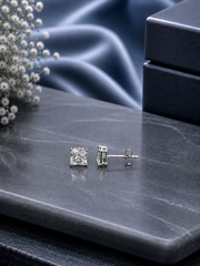6mm single square cz grain setting studs in pure silver