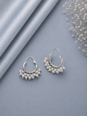 2cm balis with pearl clusters in pure silver