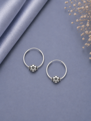 2.5cm thin balis with a handmade flower bead in pure silver
