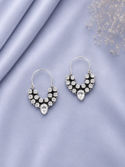 White cz cut stone bezel setting balis in pure silver