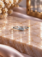 Three small cz stone ring in pure silver