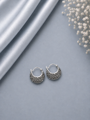Small intricate floral cut work balis in pure silver
