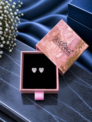 7mm heart cz studs in pure silver