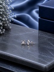 5mm cz square with border studs in pure silver