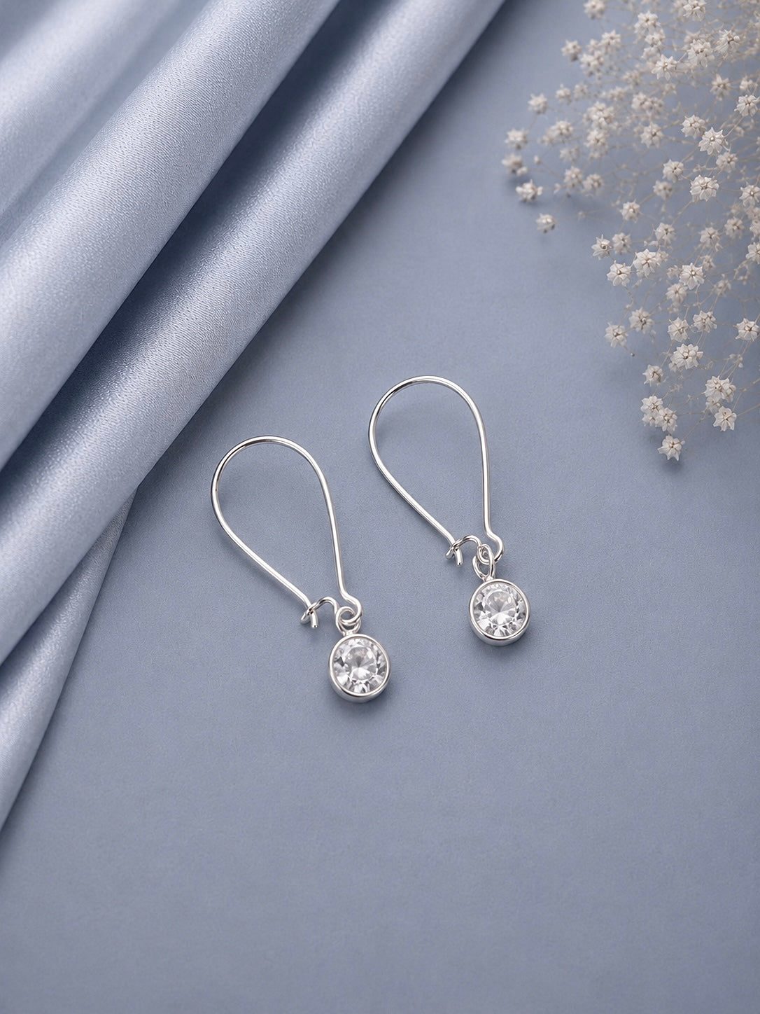 7 mm cz stone loops in pure silver