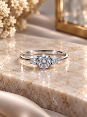 Three cz stone band in pure 925 silver
