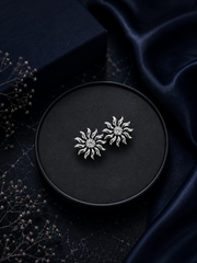 Surya pattern studs with a cz stone in pure silver