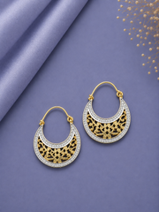 Gold plated cz stone studded filigree balis in pure silver