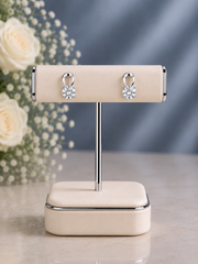 8mm cz stone loop studs in pure silver