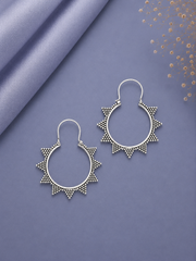Triangular edge rava border hoops in pure silver